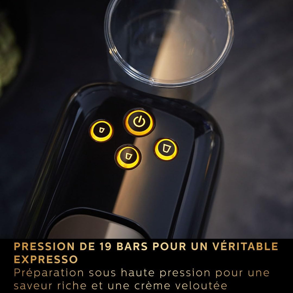 Coffee Machine à Capsules Luxentia - Double Shot, Détection Capsules, 19 Bars, Noir/Levier Gris, LM8012/66