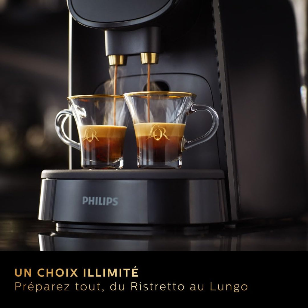 Coffee Machine à Capsules Luxentia - Double Shot, Détection Capsules, 19 Bars, Noir/Levier Gris, LM8012/66